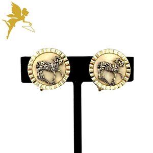 VINTAGE Mother of Pearl Ram clip on earrings